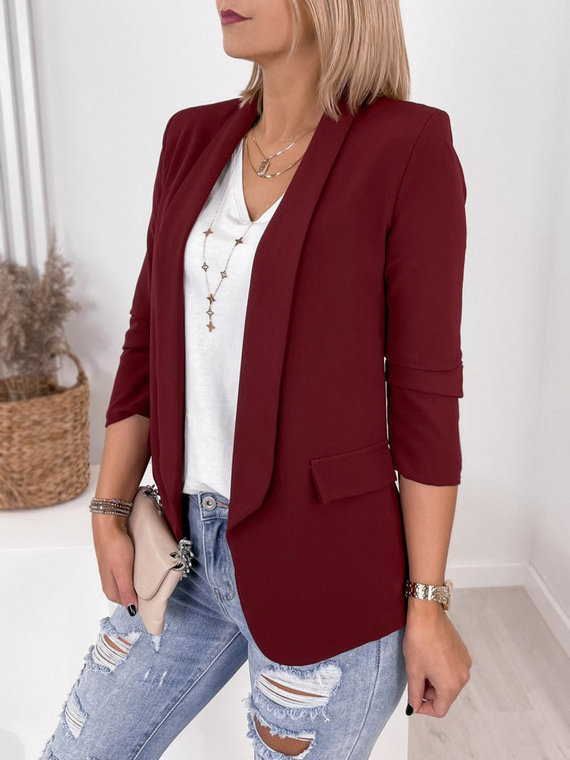 Women's Blazers Solid Lapel Slim Fit Long Sleeve Blazer