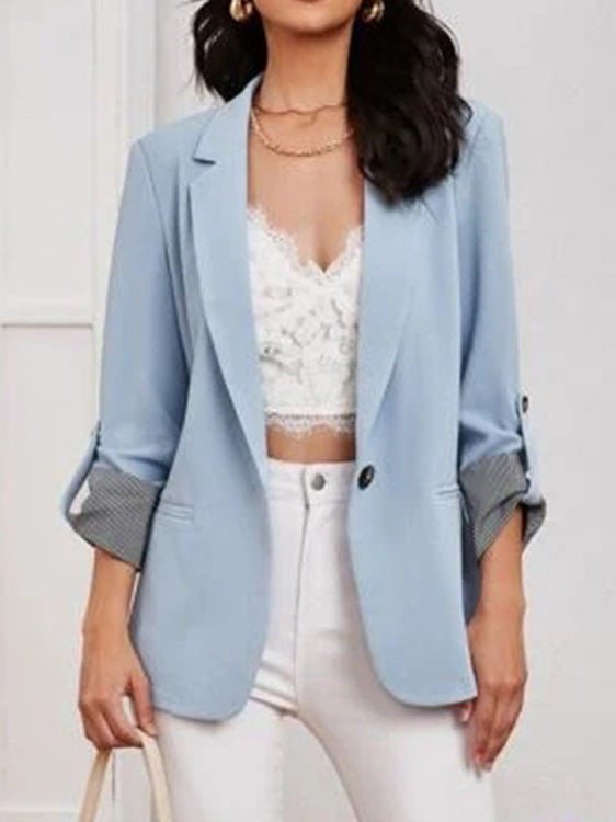 Women's Blazers Solid Lapel Slim Fit Long Sleeve Blazers