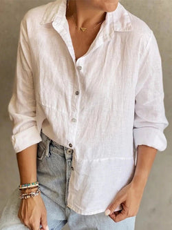 Women's Blouses Casual Lapel Button Long Sleeve Blouse