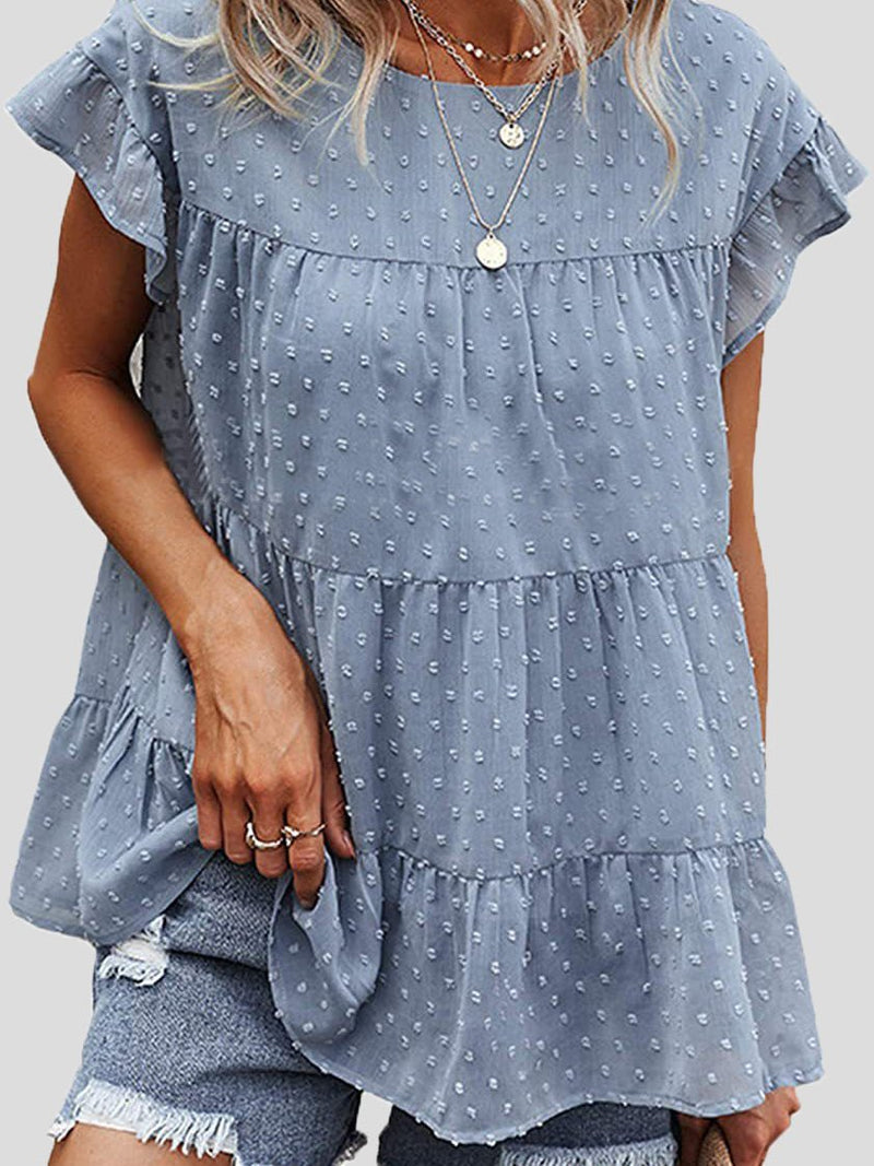 Women's Blouses Loose Polka Dot Ruffle Sleeve Blouse