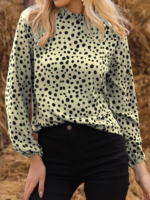 Women's Blouses Polka Dot Crew Neck Long Sleeve Blouse