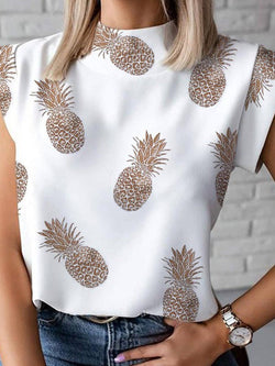 Women's Blouses Simple Print Short Sleeve Blouse