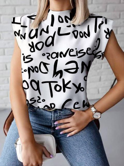 Women's Blouses Simple Print Short Sleeve Blouse