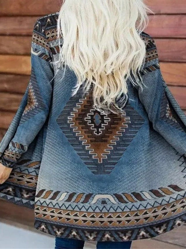 Women's Cardigans Casual Printed Long Sleeve Midi Cardigan