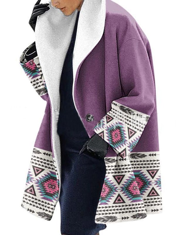 Women's Cardigans Ethnic Style Printed Heavy Woolen Cardigan