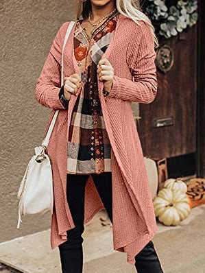 Women's Cardigans Solid Irregular Long Sleeve Cardigan