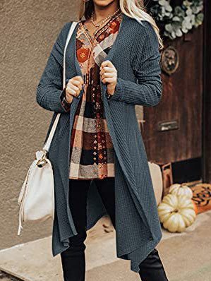 Women's Cardigans Solid Irregular Long Sleeve Cardigan