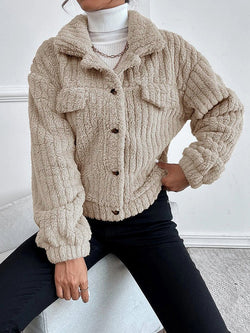 Women's Coats  Casual Lapel Plush Thickened Coat