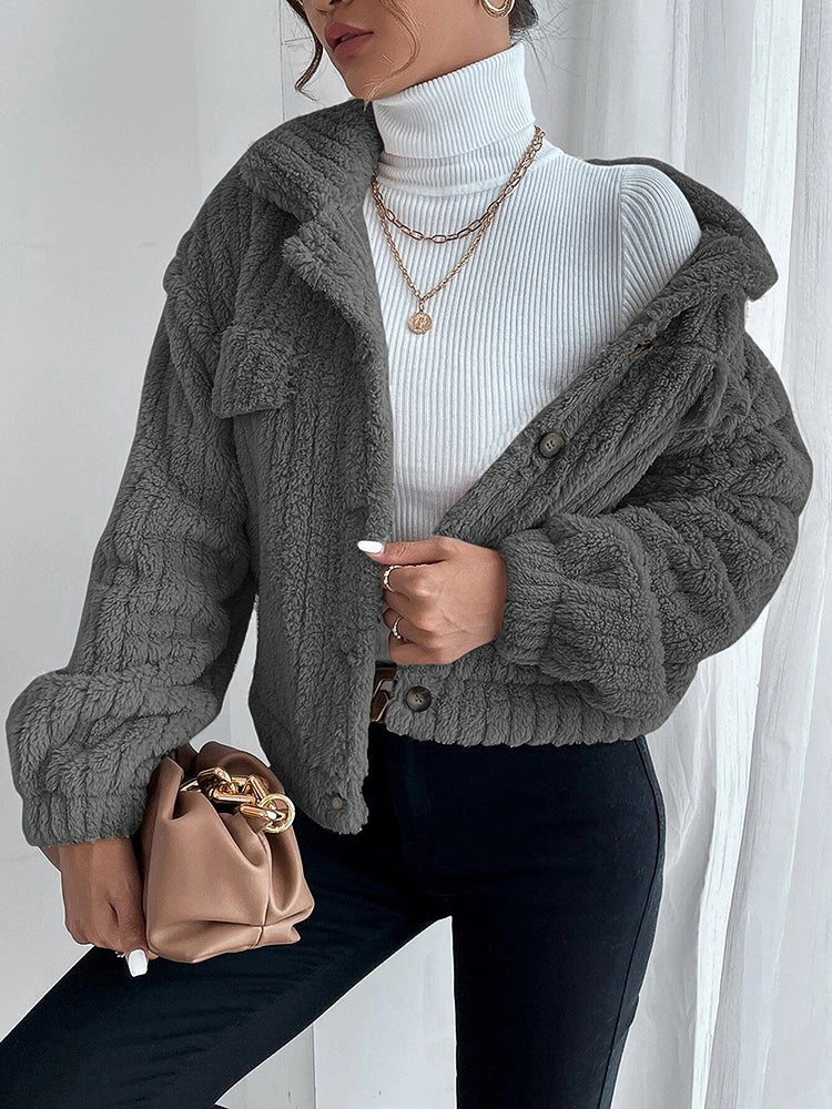 Women's Coats  Casual Lapel Plush Thickened Coat