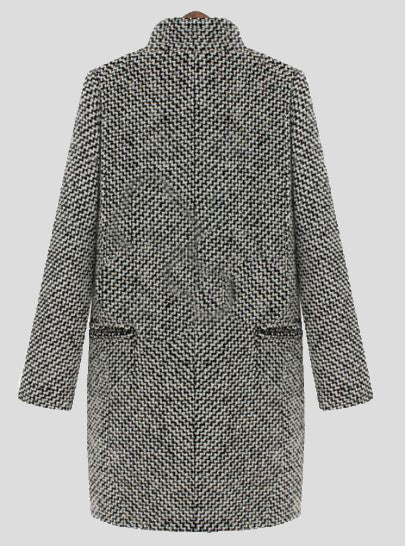 Women's Coats Houndstooth Slim Fit Wool Coat