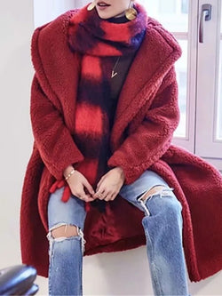 Women's Coats Lapel Lamb Wool Oversize Coat