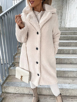 Women's Coats Lapel Long Sleeve Plush Long Coat