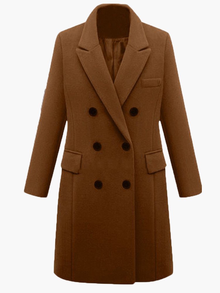 Women's Coats Solid Lapel Double Breasted Wool Coat