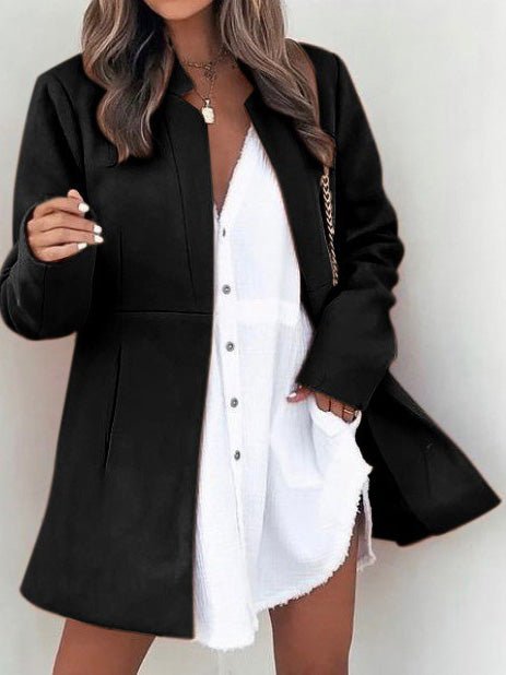 Women's Coats Solid Pocket Slim Fit Wool Coat