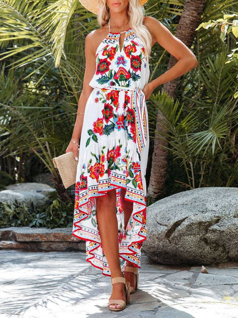 Women's Dresses Bohemian Print Halter Irregular Dress