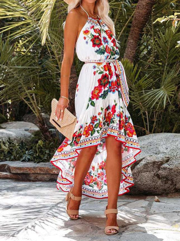 Women's Dresses Bohemian Print Halter Irregular Dress