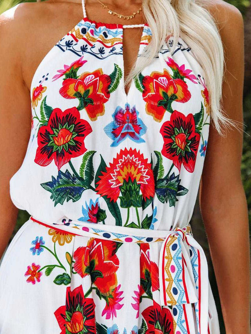 Women's Dresses Bohemian Print Halter Irregular Dress