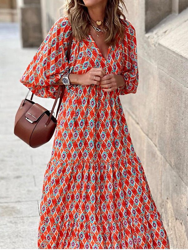 Women's Dresses Bohemian Print Short Sleeve Dress