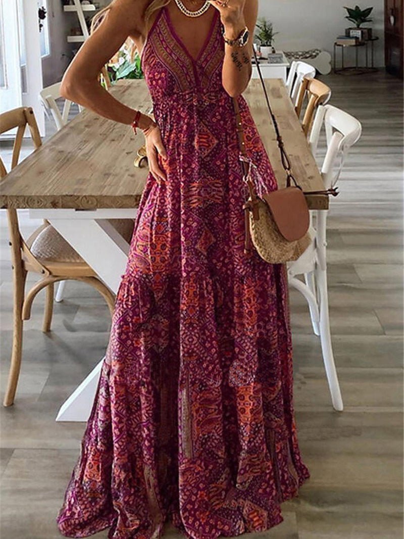 Women's Dresses Bohemian Print Sling Sleeveless Dress