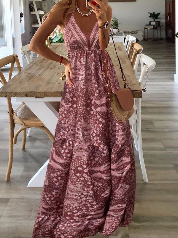 Women's Dresses Bohemian Print Sling Sleeveless Dress