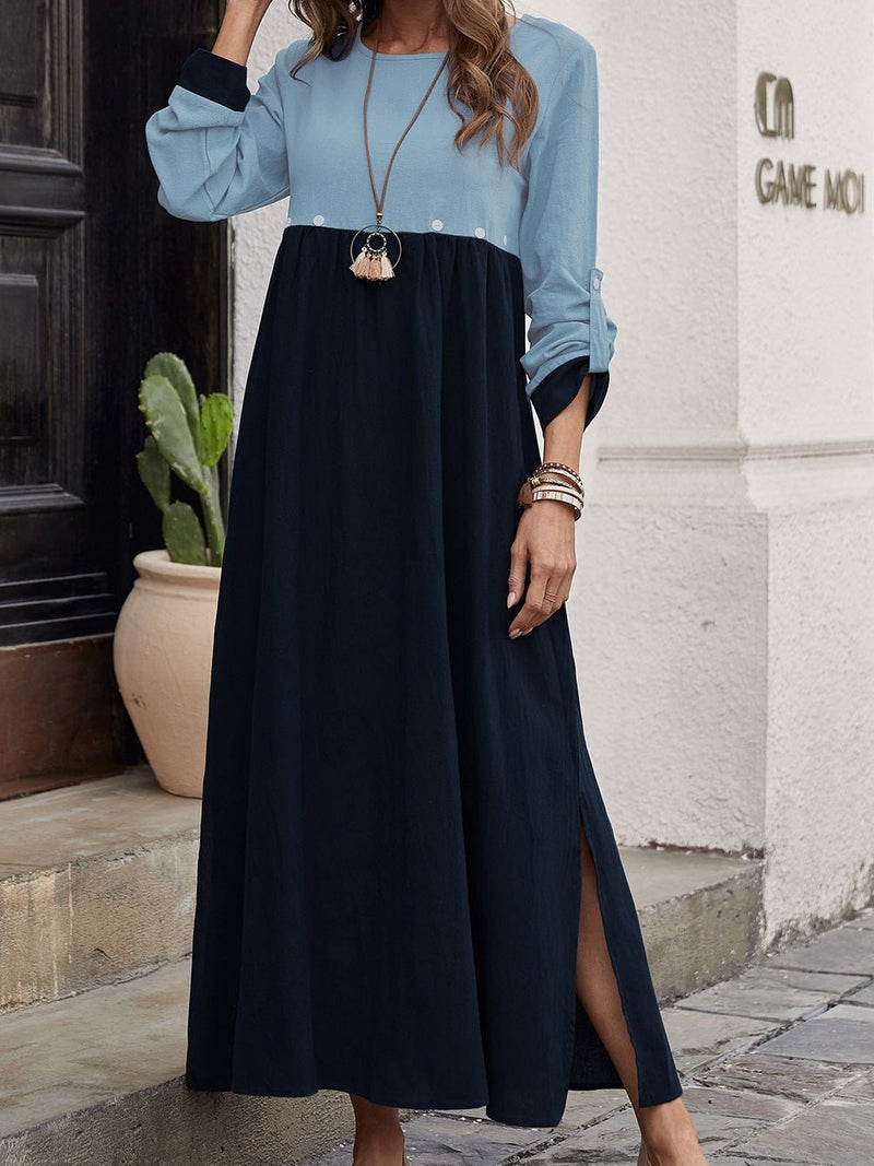 Women's Dresses Casual Crew Neck Long Sleeve Slit Dress