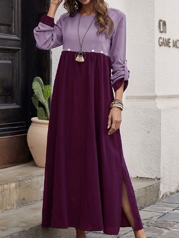 Women's Dresses Casual Crew Neck Long Sleeve Slit Dress