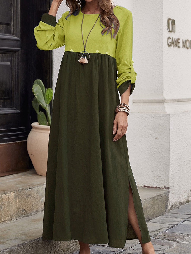 Women's Dresses Casual Crew Neck Long Sleeve Slit Dress