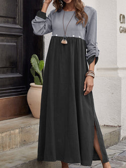 Women's Dresses Casual Crew Neck Long Sleeve Slit Dress