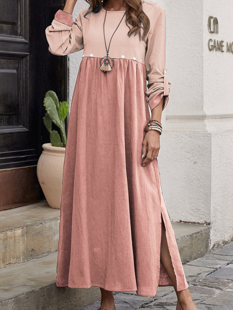 Women's Dresses Casual Crew Neck Long Sleeve Slit Dress