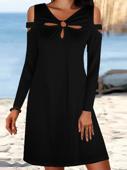 Women's Dresses Casual Hollow Off Shoulder Long Sleeve Dress