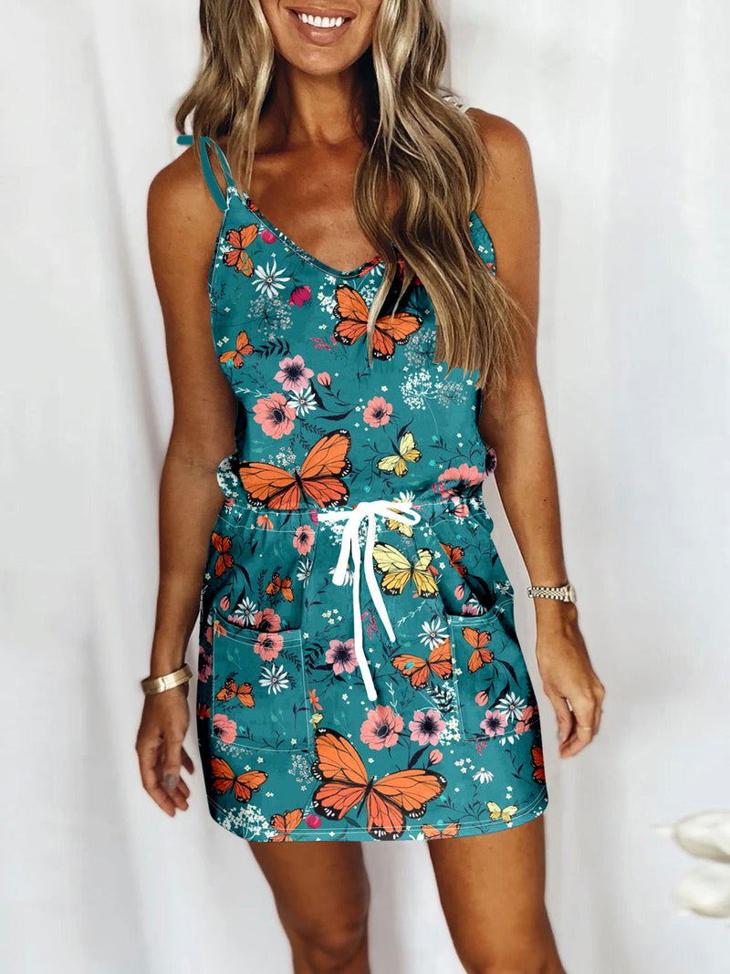 Women's Dresses Casual Print Sling Drawstring Dress