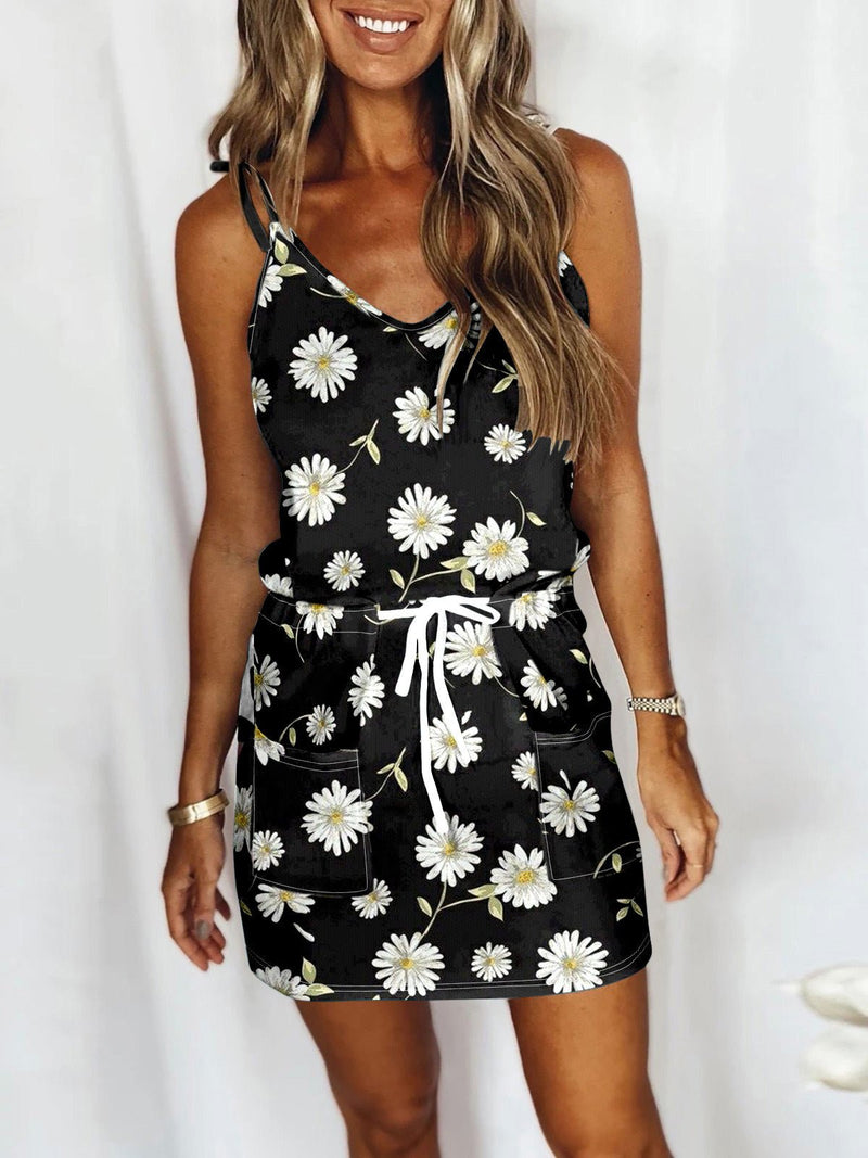 Women's Dresses Casual Print Sling Drawstring Dress