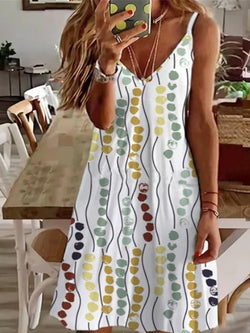 Women's Dresses Casual Printed V-Neck Sleeveless Dress