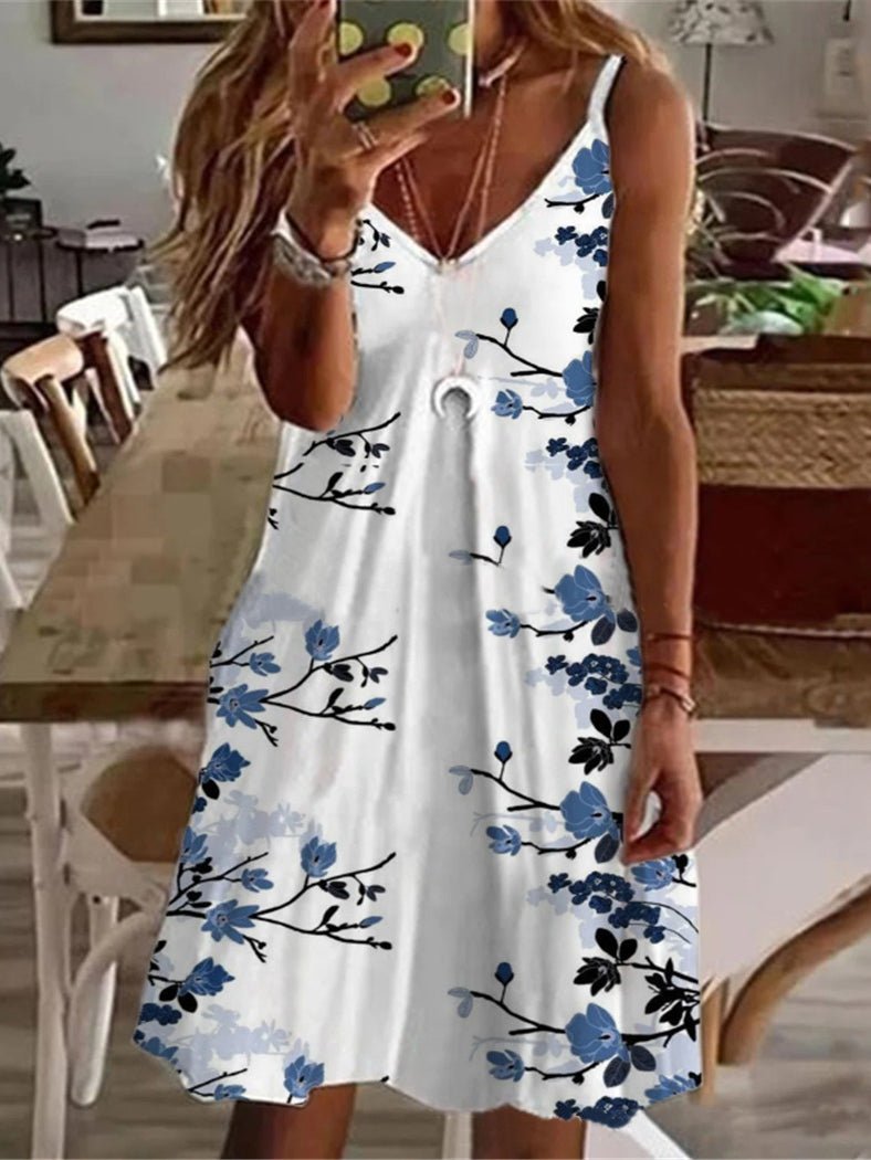 Women's Dresses Casual Printed V-Neck Sleeveless Dress