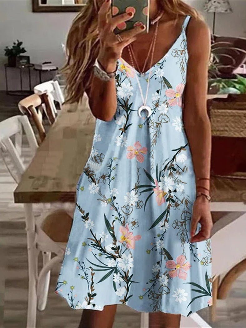 Women's Dresses Casual Printed V-Neck Sleeveless Dress