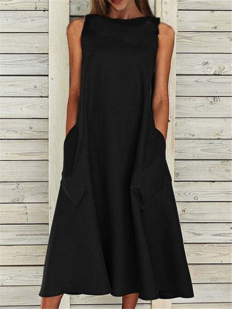 Women's Dresses Casual Solid Sleeveless Pocket Dress