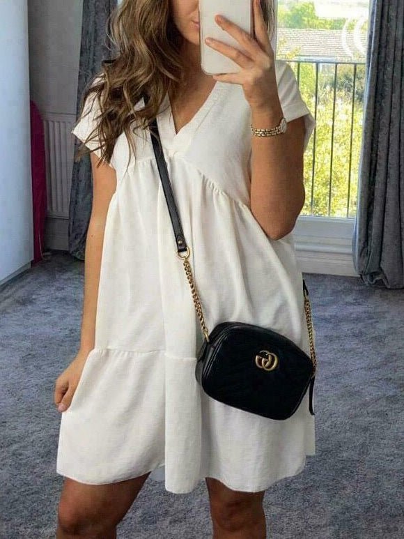 Women's Dresses Casual Solid V-Neck Mini Dress