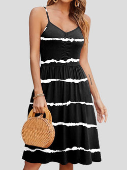 Women's Dresses Casual Striped Print Sling Pocket Dress