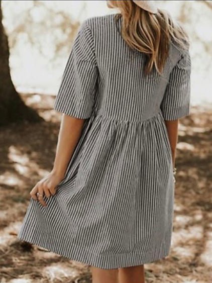 Women's Dresses Crewneck Striped Pocket Casual Dress