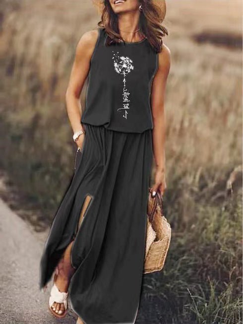 Women's Dresses Dandelion Crew Neck Sleeveless Slit Dress