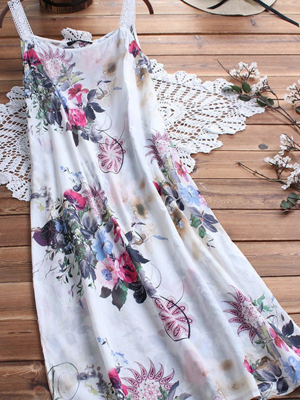 Women's Dresses Floral Print Square Neck Sleeveless Casual Dress