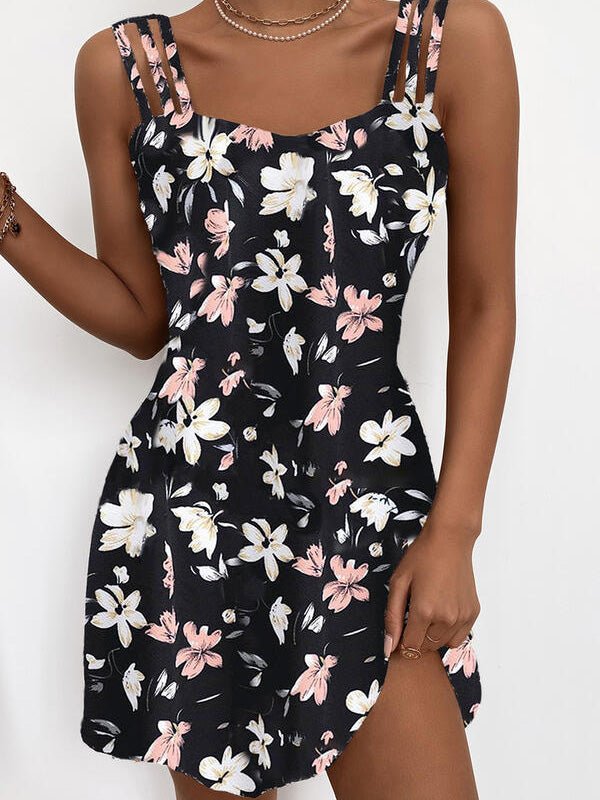 Women's Dresses Floral Sling Sleeveless Mini Dress