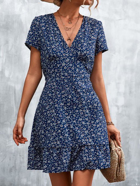 Women's Dresses Floral V-Neck Short Sleeve Dress