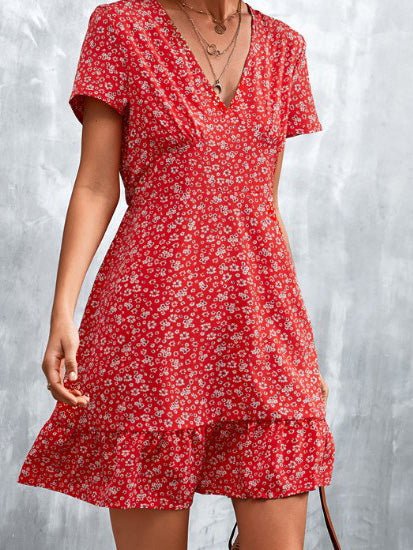 Women's Dresses Floral V-Neck Short Sleeve Dress