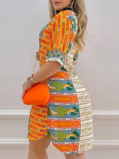 Women's Dresses Fruit Print Short Sleeve Slit Dress