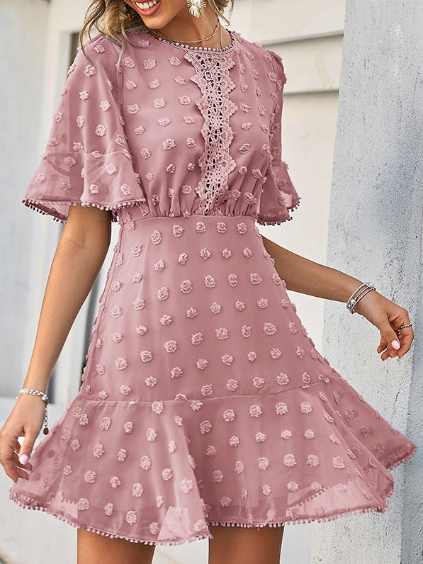 Women's Dresses Jacquard Polka Dot Lace Fringed Dress