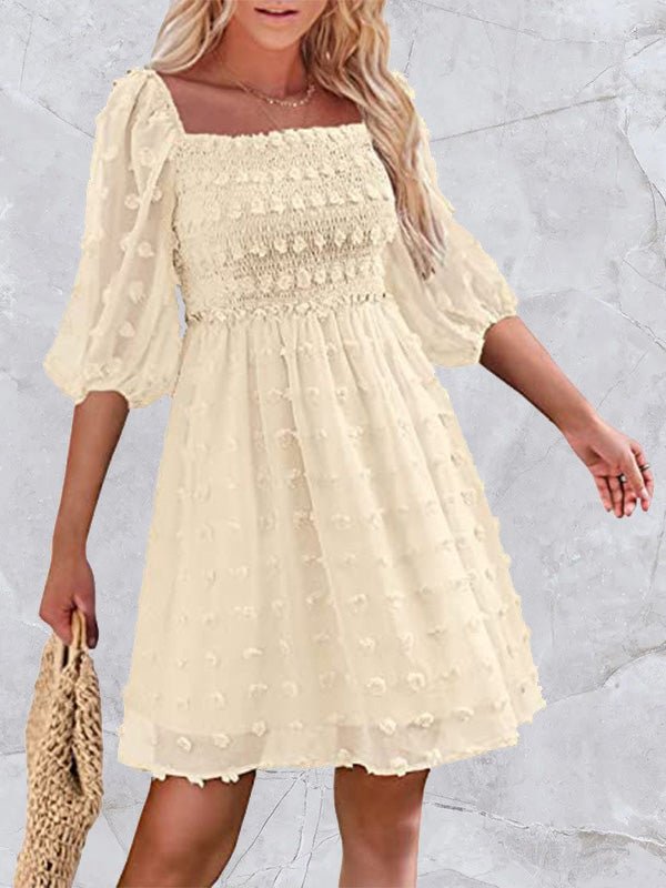 Women's Dresses Jacquard Polka Dot Square Neck Mid Sleeve Dress