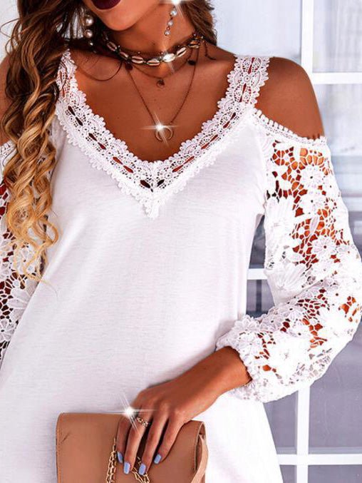 Women's Dresses Lace Off-Shoulder Long Sleeve Dress