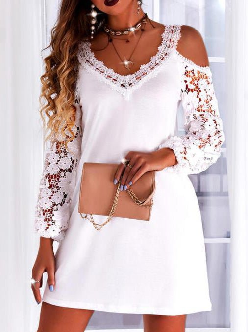 Women's Dresses Lace Off-Shoulder Long Sleeve Dress