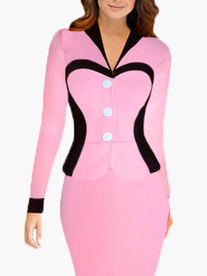 Women's Dresses Lapel Button Long Sleeve Slim Fit Dress